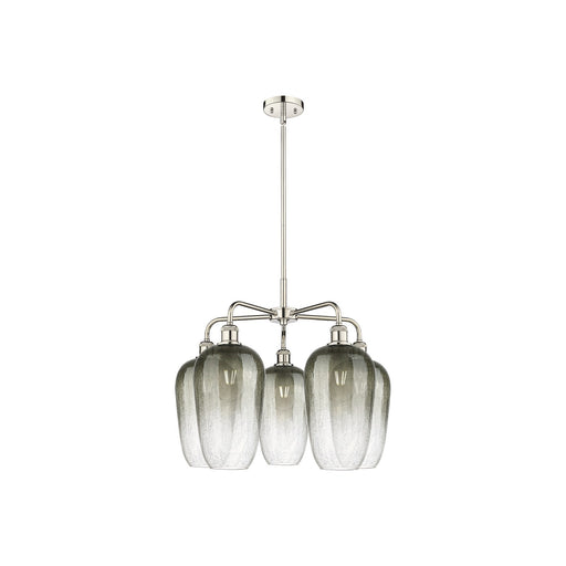 Innovations Brookhaven Flute 26in 5-Light Chandelier | Industrial Polished Nickel and Slate Glass | Dining Room & Living Room | Model 516-5CR-PN-G484-7SL