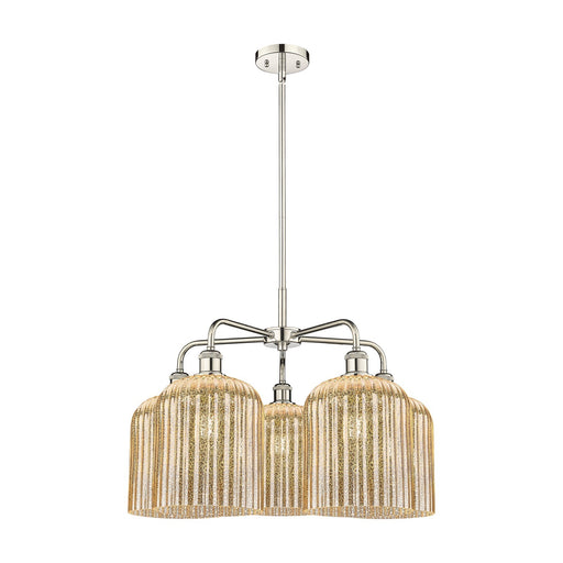 Innovations Bridal Veil 23in 5-Light Chandelier | Art Nouveau Polished Nickel and Mercury Ribbed Glass | Dining Room & Living | Model 516-5CR-PN-G559-8ME