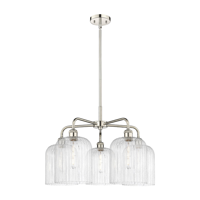 Innovations Bridal Veil 23in 5-Light Chandelier | Art Nouveau Polished Nickel and Seedy Ribbed Glass | Kitchen Island & | Model 516-5CR-PN-G559-8SDY