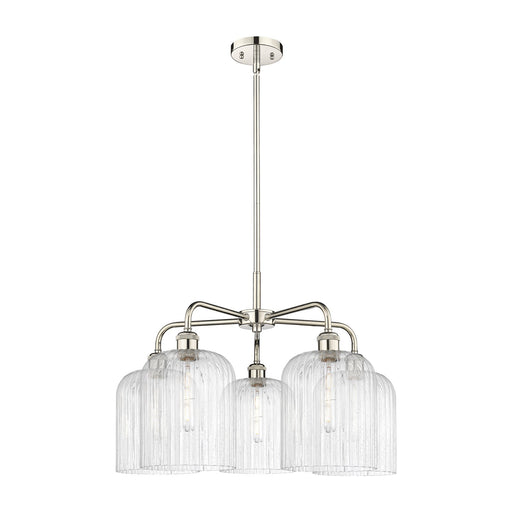 Innovations Bridal Veil 23in 5-Light Chandelier | Art Nouveau Polished Nickel and Seedy Ribbed Glass | Kitchen Island & | Model 516-5CR-PN-G559-8SDY