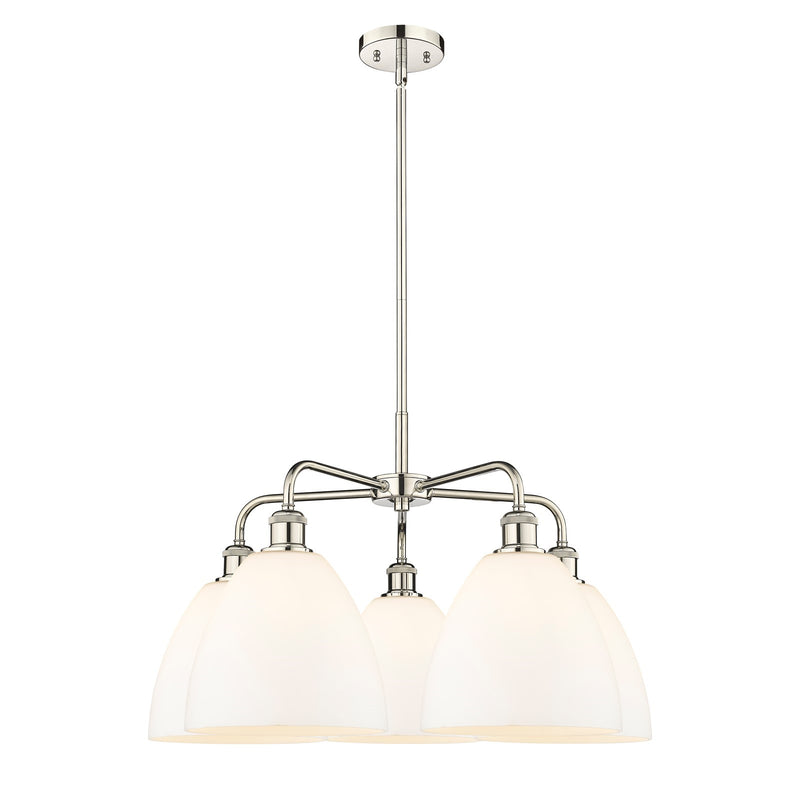 Innovations Bristol 27in 5-Light Chandelier | Industrial Polished Nickel and Matte White Glass | Dining Room & Living Room | 27 | Model 516-5CR-PN-GBD-91