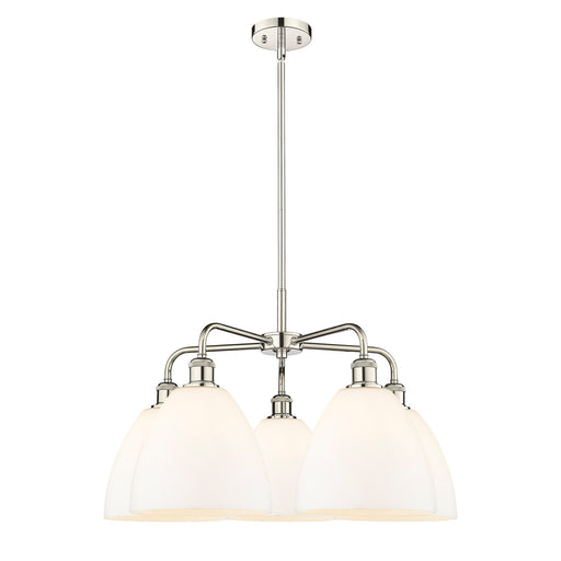 Innovations Bristol 27in 5-Light Chandelier | Industrial Polished Nickel and Matte White Glass | Dining Room & Living Room | 27 | Model 516-5CR-PN-GBD-91