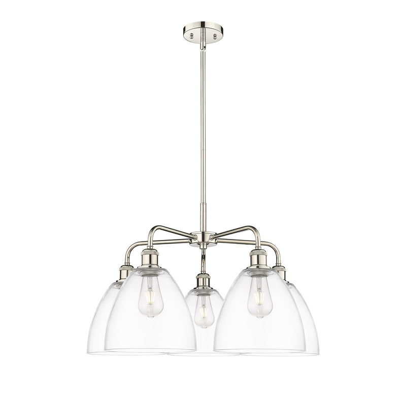 Innovations Bristol 27in 5-Light Chandelier | Industrial Polished Nickel and Clear Glass | Dining Room & Living Room | 27 x 27 x | Model 516-5CR-PN-GBD-92
