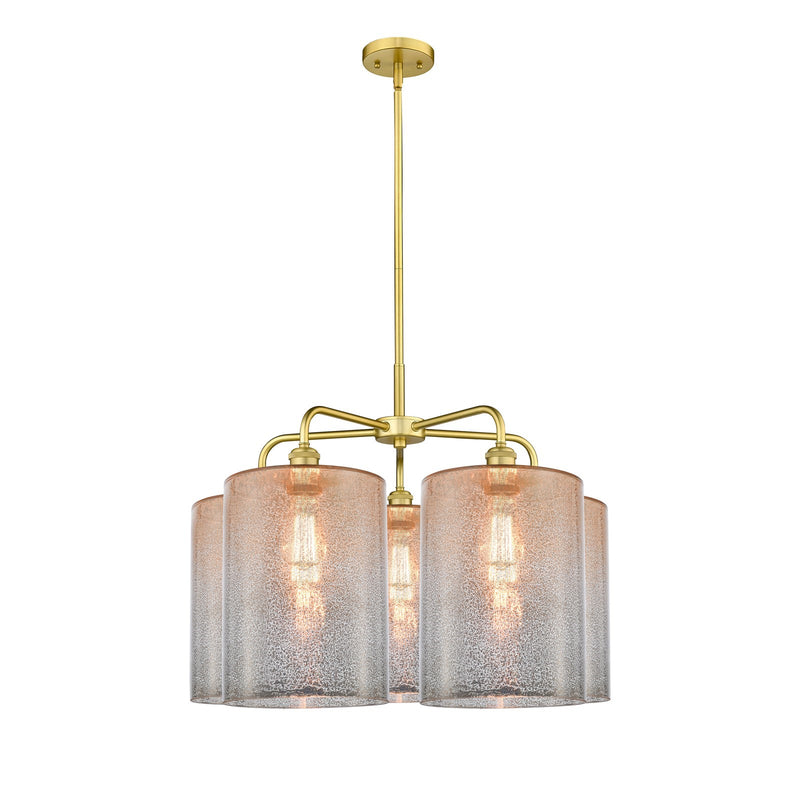 Innovations Cobbleskill 28in 5-Light Chandelier | Industrial Satin Gold Steel and Mercury Glass | Dining Room & Living Room | Model 516-5CR-SG-G116-L