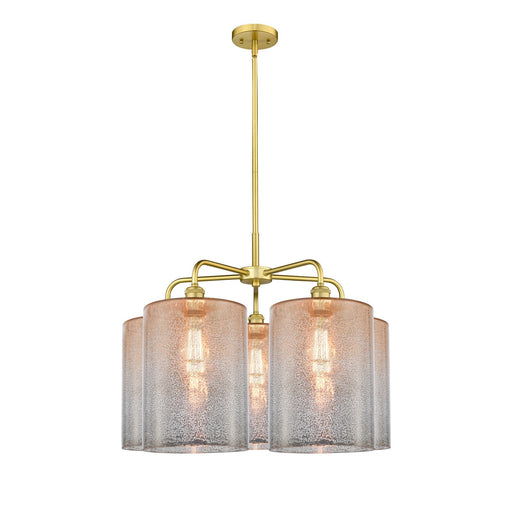 Innovations Cobbleskill 28in 5-Light Chandelier | Industrial Satin Gold Steel and Mercury Glass | Dining Room & Living Room | Model 516-5CR-SG-G116-L