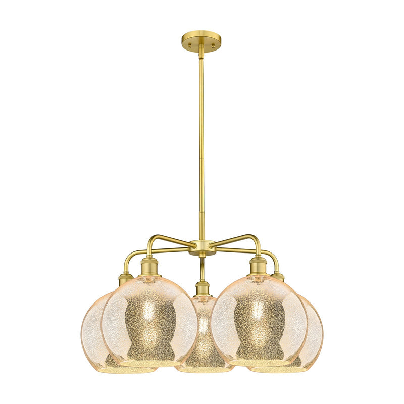 Innovations Athens 28in 5-Light Chandelier | Industrial Satin Gold and Mercury Glass | Dining Room & Living Room | 28 x 28 x | Model 516-5CR-SG-G128-10