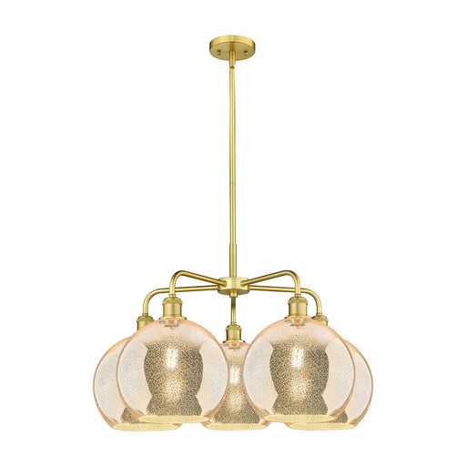 Innovations Athens 28in 5-Light Chandelier | Industrial Satin Gold and Mercury Glass | Dining Room & Living Room | 28 x 28 x | Model 516-5CR-SG-G128-10