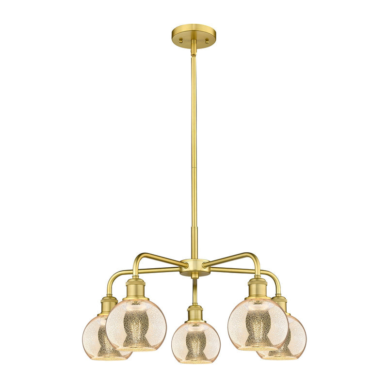 Innovations Athens 24in 5-Light Chandelier | Industrial Satin Gold and Mercury Glass | Dining Room & Living Room | 23.88 x 23.88 | Model 516-5CR-SG-G128-6
