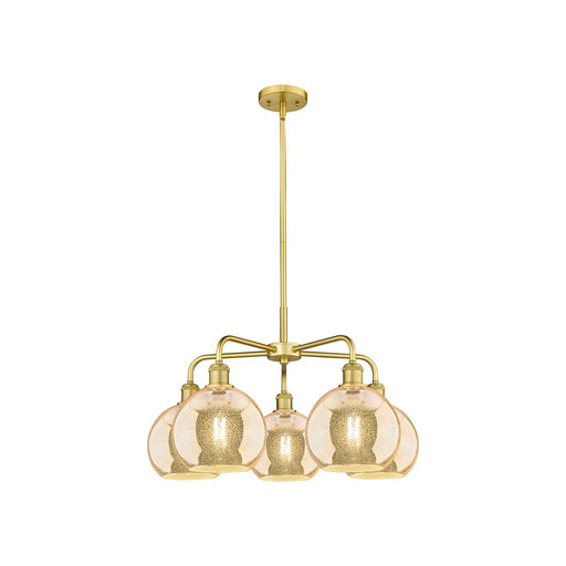 Innovations Athens 26in 5-Light Chandelier | Industrial Satin Gold Steel and Mercury Glass | Dining Room & Living Room | 26 x 26 | Model 516-5CR-SG-G128-8