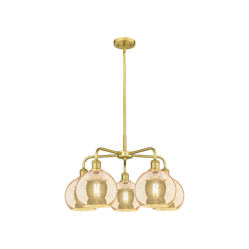Innovations Athens 26in 5-Light Chandelier | Industrial Satin Gold Steel and Mercury Glass | Dining Room & Living Room | 26 x 26 | Model 516-5CR-SG-G128-8