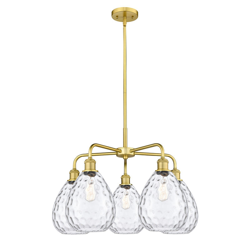 Innovations Waverly 26in 5-Light Chandelier | Industrial Satin Gold and Clear Glass | Kitchen Island & Dining Room | 26 x 26 x | Model 516-5CR-SG-G372