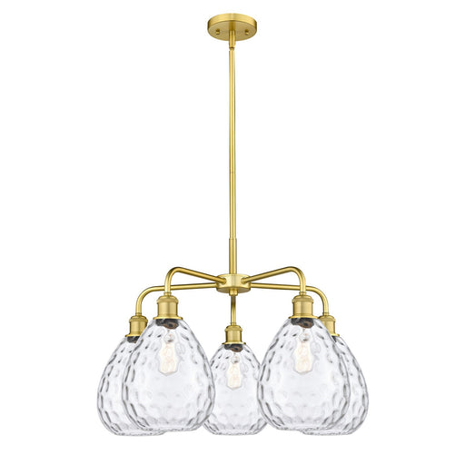 Innovations Waverly 26in 5-Light Chandelier | Industrial Satin Gold and Clear Glass | Kitchen Island & Dining Room | 26 x 26 x | Model 516-5CR-SG-G372