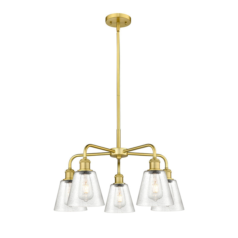 Innovations Caton 24.5in 5-Light Chandelier | Art Nouveau Satin Gold Steel and Frosted Glass | Dining Room & Living Room | 24.5 x | Model 516-5CR-SG-G454