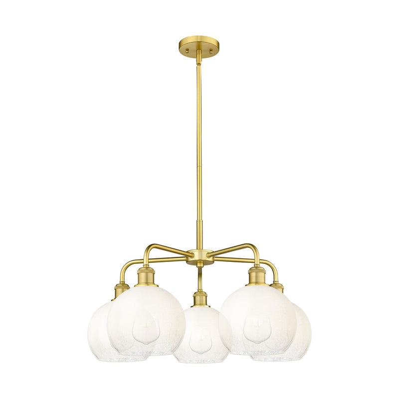 Innovations Brookhaven Globe 26in 5-Light Chandelier | Industrial Satin Gold Steel and Opal Glass | Dining Room & Living Room | Model 516-5CR-SG-G483-8OP