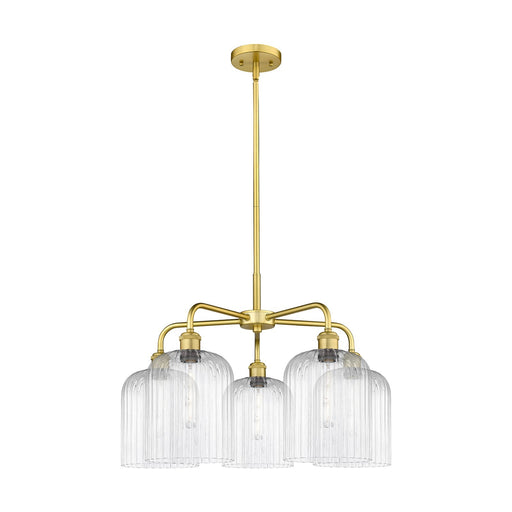 Innovations Bridal Veil 23in 5-Light Chandelier | Art Nouveau Satin Gold Steel and Clear Ribbed Glass | Dining Room & Living | Model 516-5CR-SG-G559-8CL
