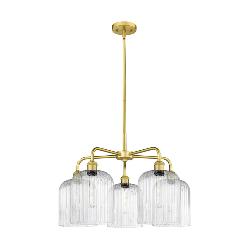 Innovations Bridal Veil 23in 5-Light Chandelier | Art Nouveau Satin Gold Steel and Seedy Ribbed Glass | Dining Room & Foyer | Model 516-5CR-SG-G559-8SDY