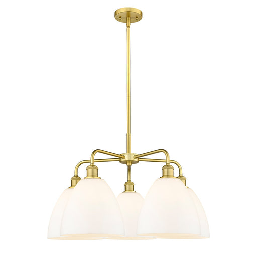 Innovations Bristol 27in 5-Light Chandelier | Industrial Satin Gold and Matte White Glass | Dining Room & Living Room | 27 x 27 | Model 516-5CR-SG-GBD-91