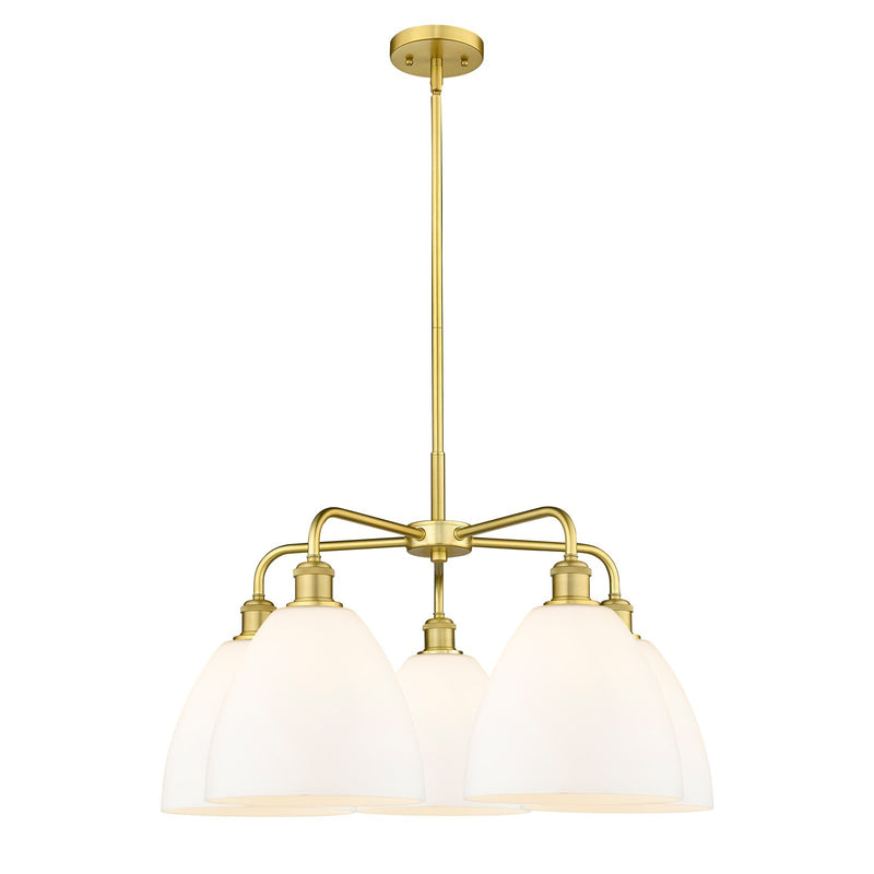 Innovations Bristol 27in 5-Light Chandelier | Industrial Satin Gold and Matte White Glass | Dining Room & Living Room | 27 x 27 | Model 516-5CR-SG-GBD-91