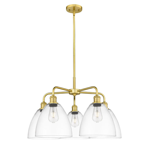 Innovations Lighting Bristol 27in 5-Light Chandelier | Industrial Satin Gold Steel and Clear Glass | Dining Room & Living Room | Model 516-5CR-SG-GBD-92