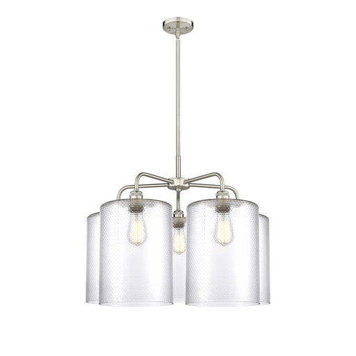 Innovations Cobbleskill 28in 5-Light Chandelier | Industrial Satin Nickel and Clear Glass | Dining Room & Living Room | 27.5 x | Model 516-5CR-SN-G112-L