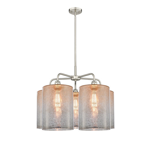 Innovations Cobbleskill 28in 5-Light Chandelier | Industrial Satin Nickel and Mercury Glass | Dining Room & Living Room | 27.5 x | Model 516-5CR-SN-G116-L