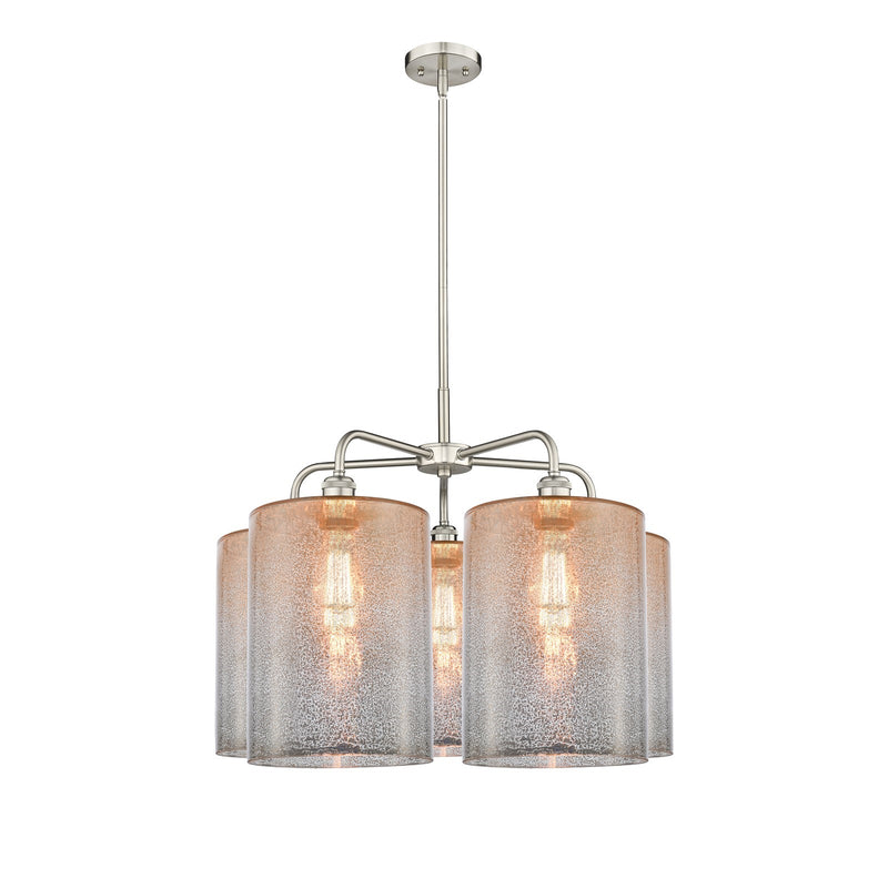 Innovations Cobbleskill 28in 5-Light Chandelier | Industrial Satin Nickel and Mercury Glass | Dining Room & Living Room | 27.5 x | Model 516-5CR-SN-G116-L