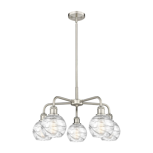 Innovations Athens Deco Swirl 24in 5-Light Chandelier | Industrial Satin Nickel Steel and Clear Glass | Kitchen Island & | Model 516-5CR-SN-G1213-6CL