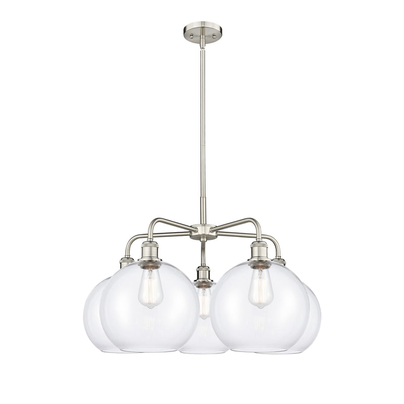 Innovations Athens 28in 5-Light Chandelier | Industrial Satin Nickel and Clear Glass | Dining Room & Living Room | 28 x 28 x | Model 516-5CR-SN-G122-10