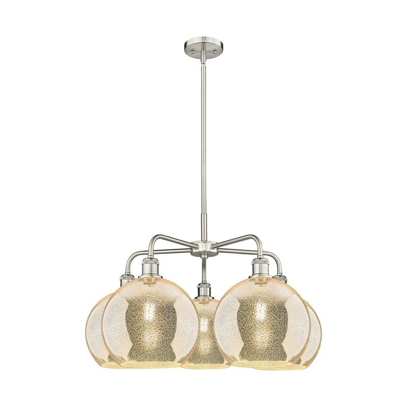 Innovations Athens 28in 5-Light Chandelier | Industrial Satin Nickel and Mercury Glass | Dining Room & Living Room | 28 x 28 x | Model 516-5CR-SN-G128-10