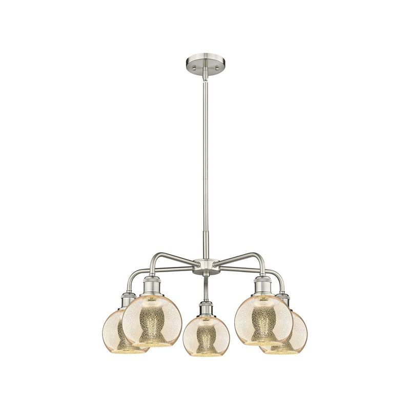Innovations Athens 24in 5-Light Chandelier | Industrial Satin Nickel and Mercury Glass | Dining Room & Living Room | 23.88 x | Model 516-5CR-SN-G128-6