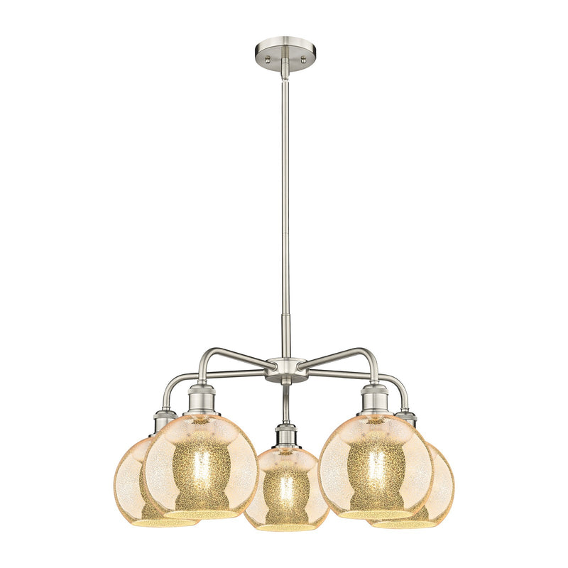 Innovations Athens 26in 5-Light Chandelier | Industrial Satin Nickel and Mercury Glass | Dining Room & Living Room | 26 x 26 x | Model 516-5CR-SN-G128-8