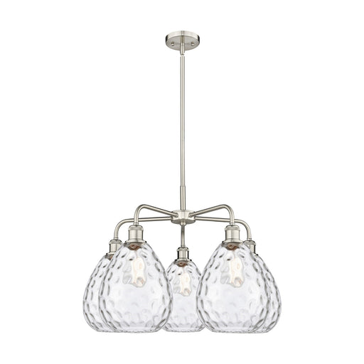 Innovations Waverly 26in 5-Light Chandelier | Industrial Satin Nickel and Clear Glass | Dining Room & Living Room | 26 x 26 x 17.5 | Model 516-5CR-SN-G372