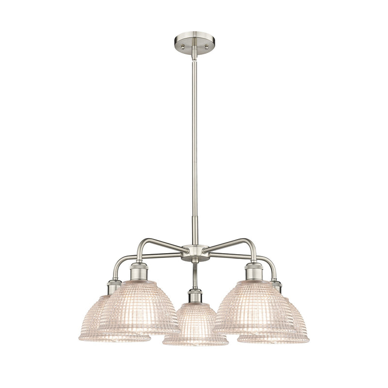 Innovations Arietta 26in 5-Light Chandelier | Industrial Satin Nickel and Clear Glass | Dining Room & Living Room | 26 x 26 x 13.5 | Model 516-5CR-SN-G422