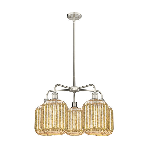 Innovations Preston Cylinder 25in 5-Light Chandelier | Industrial Satin Nickel Steel and Mercury Glass | Kitchen Island & | Model 516-5CR-SN-G460-7ME