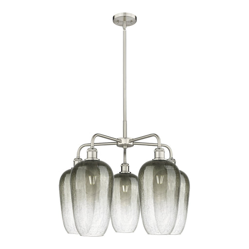 Innovations Brookhaven Flute 26in 5-Light Chandelier | Industrial Satin Nickel and Slate Glass | Dining Room & Living Room | Model 516-5CR-SN-G484-7SL