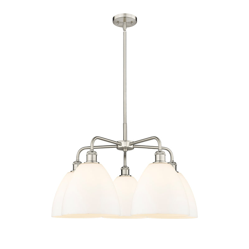 Innovations Bristol 27in 5-Light Chandelier | Industrial Satin Nickel and Matte White Glass | Dining Room & Living Room | 27 x | Model 516-5CR-SN-GBD-91