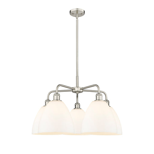 Innovations Bristol 27in 5-Light Chandelier | Industrial Satin Nickel and Matte White Glass | Dining Room & Living Room | 27 x | Model 516-5CR-SN-GBD-91