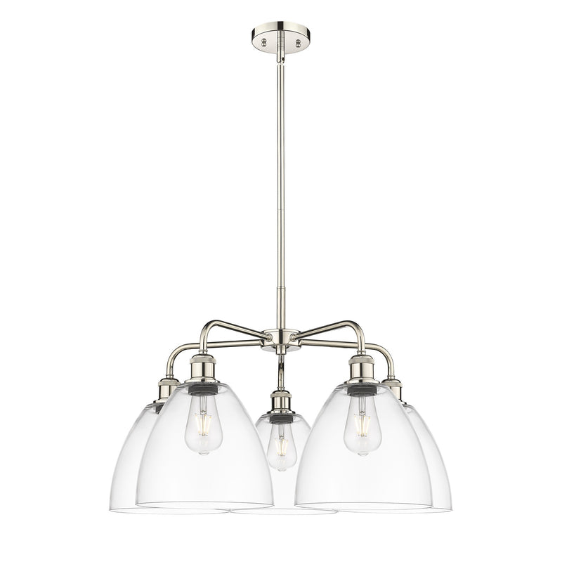 Innovations Bristol 27in 5-Light Chandelier | Industrial Satin Nickel and Clear Glass | Dining Room & Living Room | 27 x 27 x 17 | Model 516-5CR-SN-GBD-92