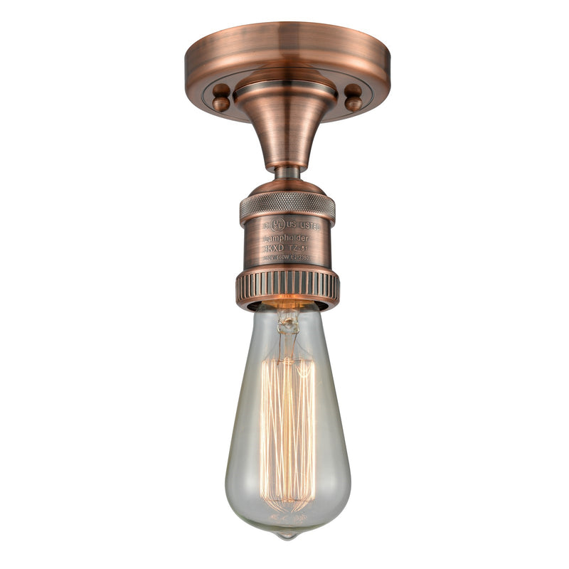 Innovations Bare Bulb 5in 1-Light Semi-Flush Mount | Industrial Antique Copper Steel and Cast Brass | Entryway & Hallway | 4.5 x 4.5 | Model 517-1C-AC-LED