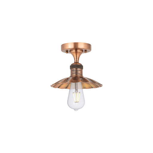 Innovations Scallop 8in 1-Light Semi-Flush Mount | Traditional Industrial Antique Copper Steel and Metal Shade | Entryway & | Model 517-1C-AC-M17-AC