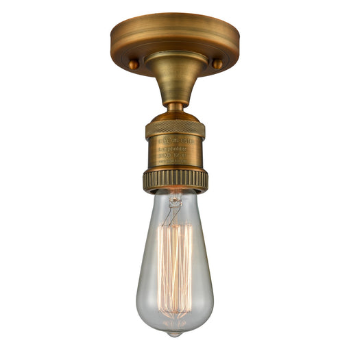Innovations Bare Bulb 5in 1-Light Semi-Flush Mount | Industrial Brushed Brass Steel and Cast Brass | Kitchen & Hallway Accent | 600 | Model 517-1C-BB-LED