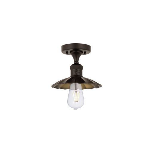 Innovations Scallop 8in 1-Light Semi-Flush Mount | Traditional Industrial Oil Rubbed Bronze Steel and Cast Brass Metal Shade | Model 517-1C-OB-M17-OB