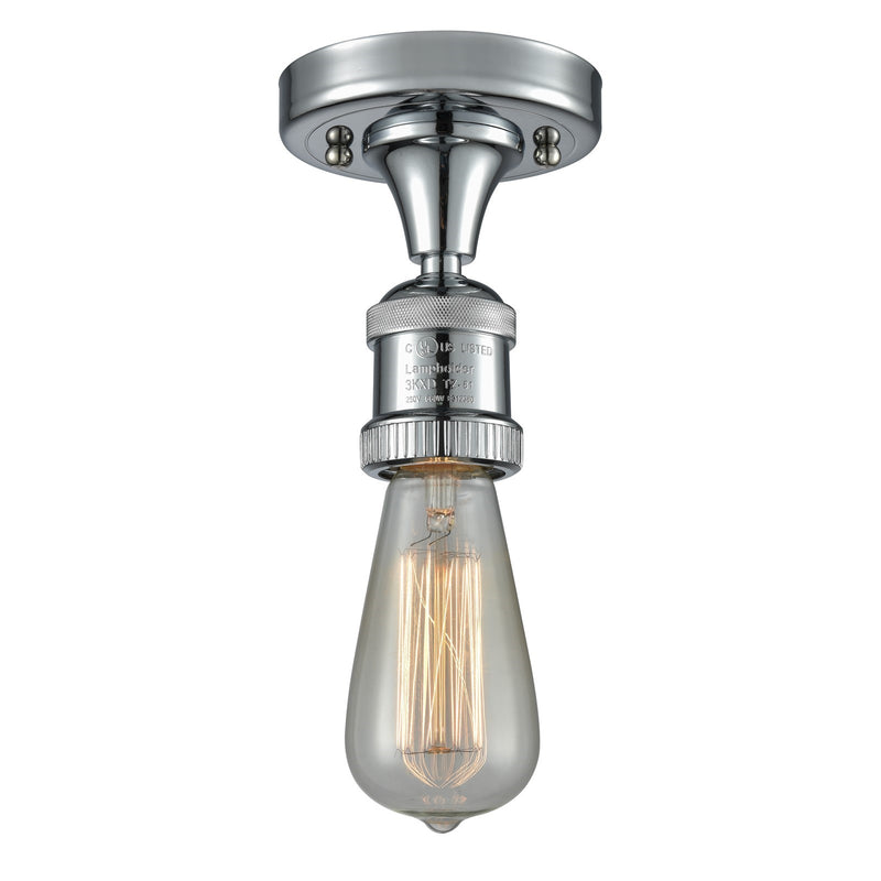 Innovations Bare Bulb 4.5in 1-Light Semi-Flush Mount | Industrial Polished Chrome Steel and Cast Brass | Damp Location Entryway & | Model 517-1C-PC-LED