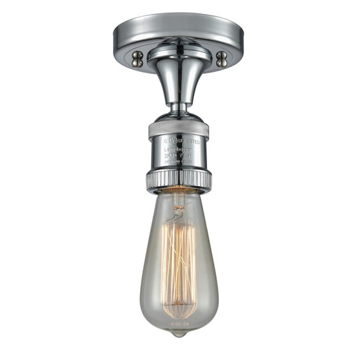Innovations Bare Bulb 4.5in 1-Light Semi-Flush Mount | Industrial Polished Chrome Steel and Cast Brass | Damp Location Entryway & | Model 517-1C-PC-LED