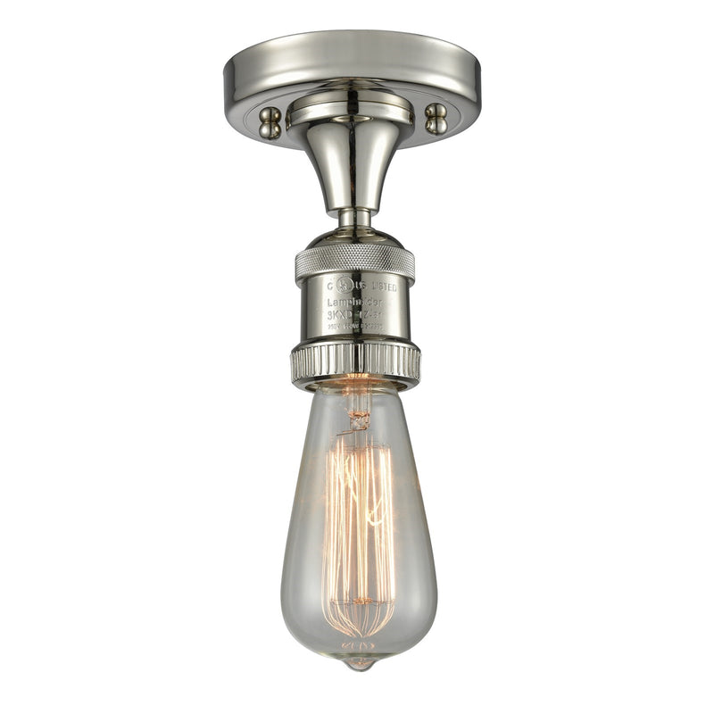 Innovations Bare Bulb 5in 1-Light Semi-Flush Mount | Industrial Polished Nickel Steel and Cast Brass | Kitchen & Hallway Accent | Model 517-1C-PN-LED