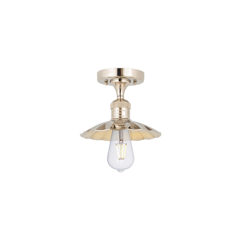 Innovations Scallop 8in 1-Light Semi-Flush Mount | Traditional Industrial Polished Nickel Steel and Cast Brass Metal Shade | Model 517-1C-PN-M17-PN