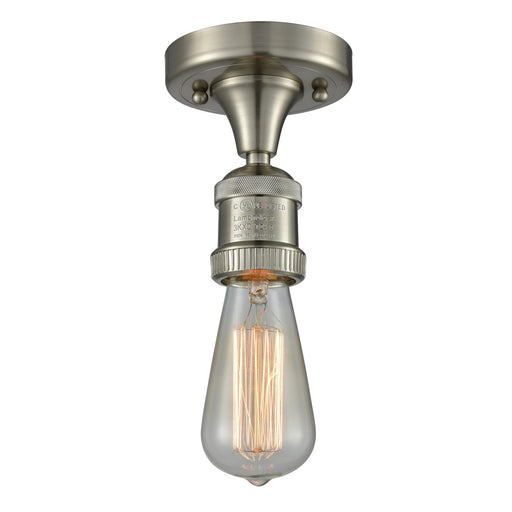 Innovations Bare Bulb 5in 1-Light Semi-Flush Mount | Industrial Brushed Satin Nickel Steel and Cast Brass | Damp-Rated Kitchen & | Model 517-1C-SN-LED