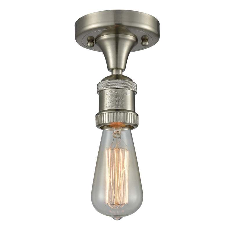 Innovations Bare Bulb 5in 1-Light Semi-Flush Mount | Industrial Brushed Satin Nickel Steel and Cast Brass | Damp-Rated Kitchen & | Model 517-1C-SN-LED