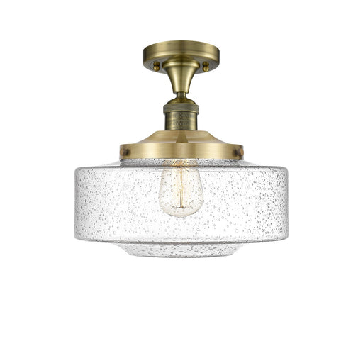 Innovations Bridgeton 12in 1-Light Semi-Flush Mount | Traditional Antique Brass Steel and Seedy Glass | Entryway & Hallway | 12 | Model 517-1CH-AB-G694-12
