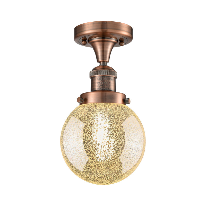 Innovations Beacon 6in 1-Light Semi-Flush Mount | Industrial Antique Copper and Mercury Seeded Glass | Entryway & Hallway | 6 x | Model 517-1CH-AC-G208-6